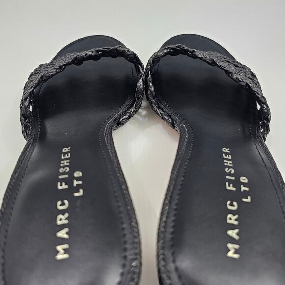 NEW Marc Fisher LTD Jazmine Sandal Womens 9 Black Woven Slide Mule Slip On Heel - Picture 9 of 12